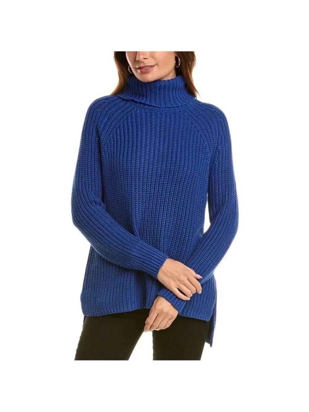 Women's 525 America Blue Cotton Shacker Turtleneck Sweater L